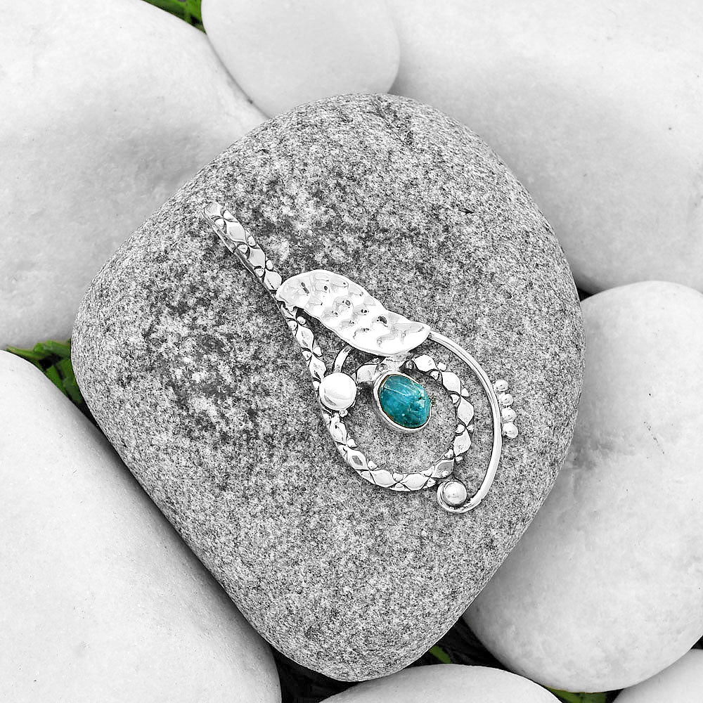 Neon Blue Apatite Rough - Madagascar Pendant P-1215 SDP133867