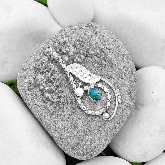 Neon Blue Apatite Rough - Madagascar Pendant P-1215 SDP133867