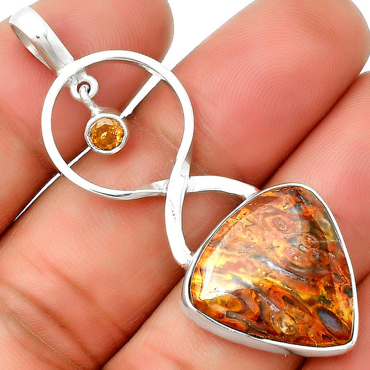 Natural Red Moss Agate & Citrine Pendant P-1048 SDP133938