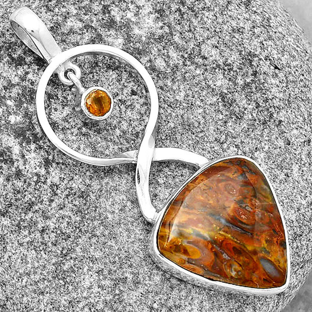 Natural Red Moss Agate & Citrine Pendant P-1048 SDP133938