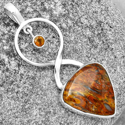 Natural Red Moss Agate & Citrine Pendant P-1048 SDP133938