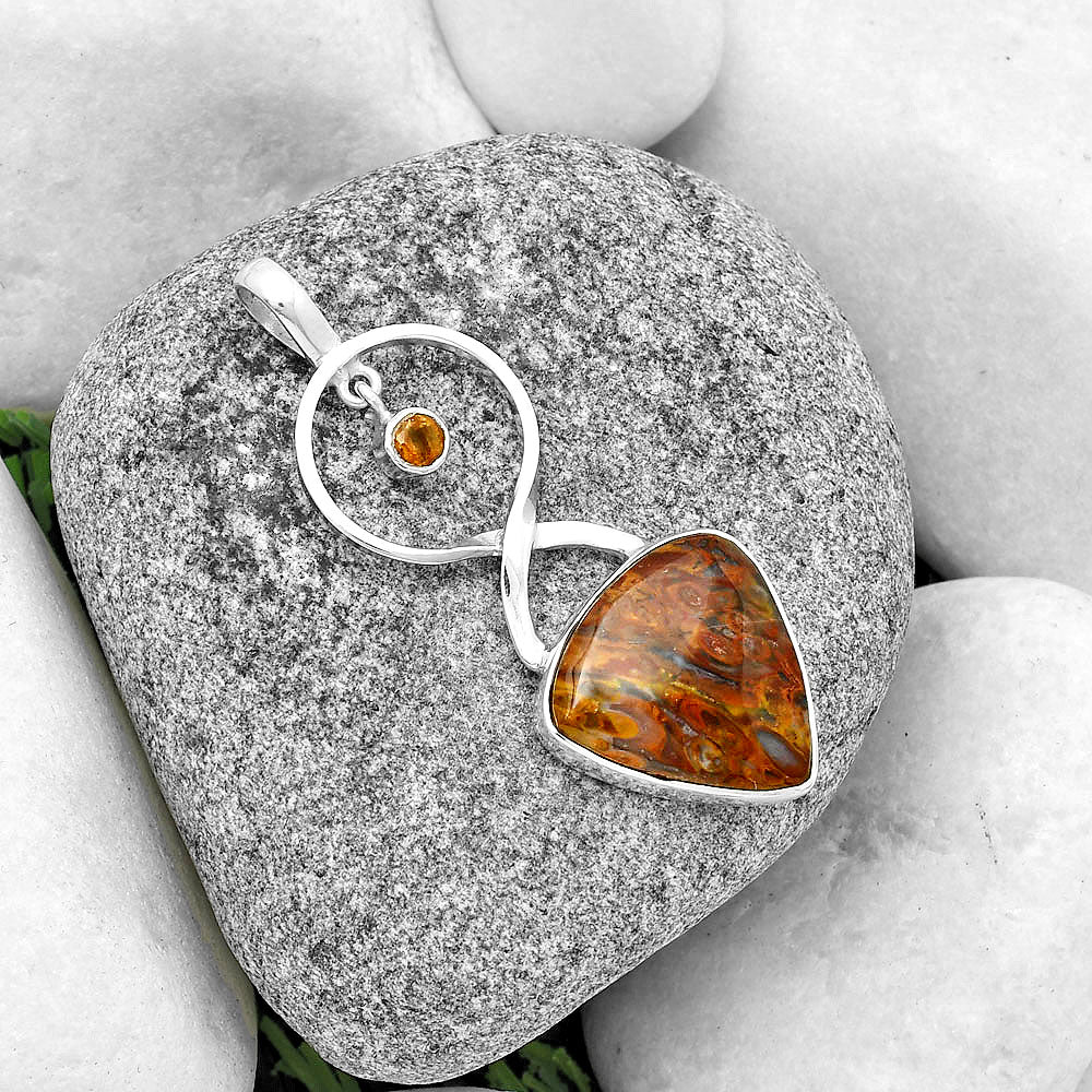 Natural Red Moss Agate & Citrine Pendant P-1048 SDP133938