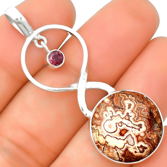 Natural Rosetta Picture Jasper & Garnet Pendant P-1048 SDP133947