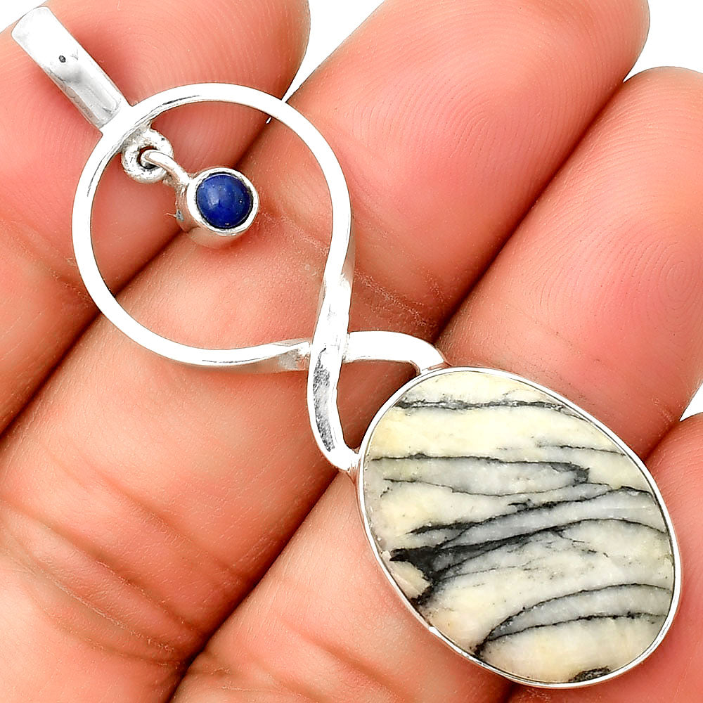 Natural Pinolith Stone & Lapis Lazuli Pendant P-1048 SDP133948
