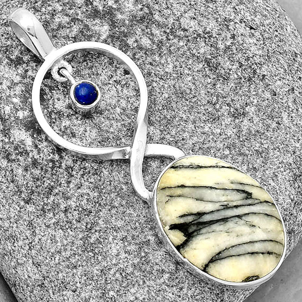 Natural Pinolith Stone & Lapis Lazuli Pendant P-1048 SDP133948