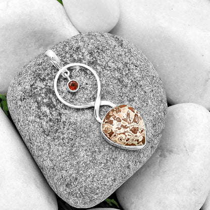 Natural Rosetta Picture Jasper & Garnet Pendant P-1048 SDP133957