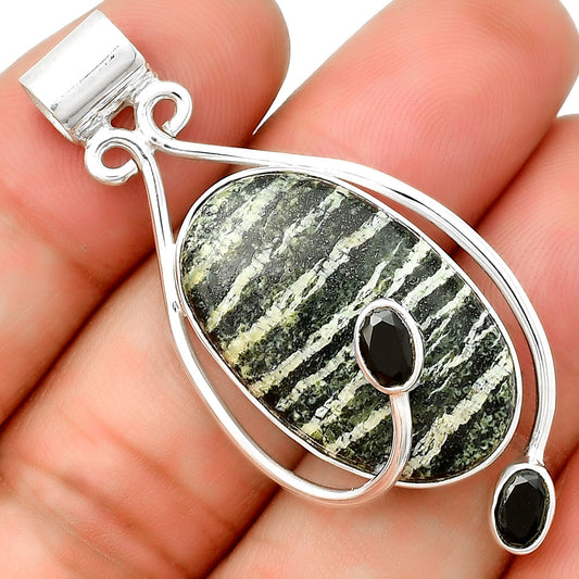 Natural Natural Chrysotile & Black Onyx Pendant P-1051 SDP133985