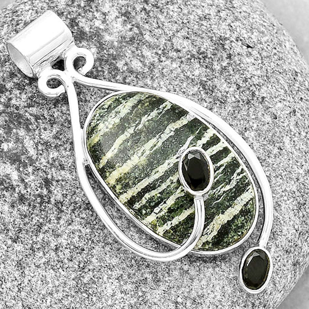 Natural Natural Chrysotile & Black Onyx Pendant P-1051 SDP133985