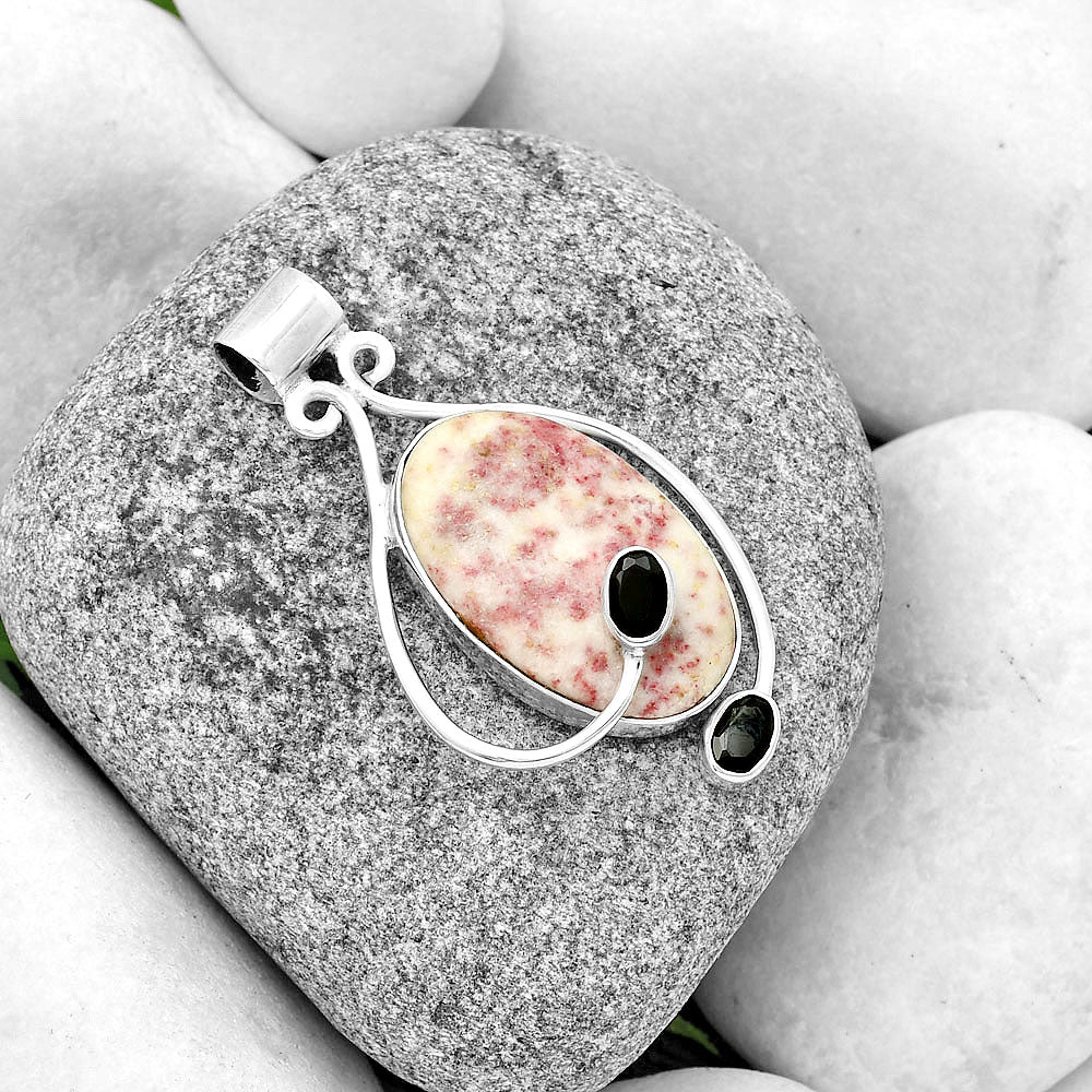 Natural Cinnabar & Black Onyx Pendant P-1051 SDP133991