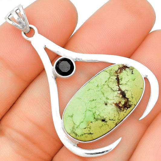 Lemon Chrysocolla Brazil & Black Onyx Pendant P-1057 SDP133996