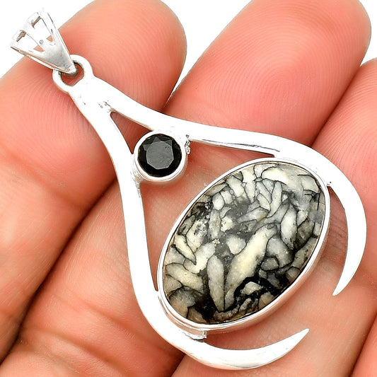 Natural Pinolith Stone & Black Onyx Pendant P-1057 SDP134004