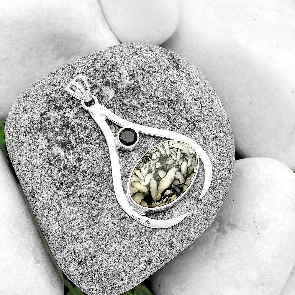 Natural Pinolith Stone & Black Onyx Pendant P-1057 SDP134004