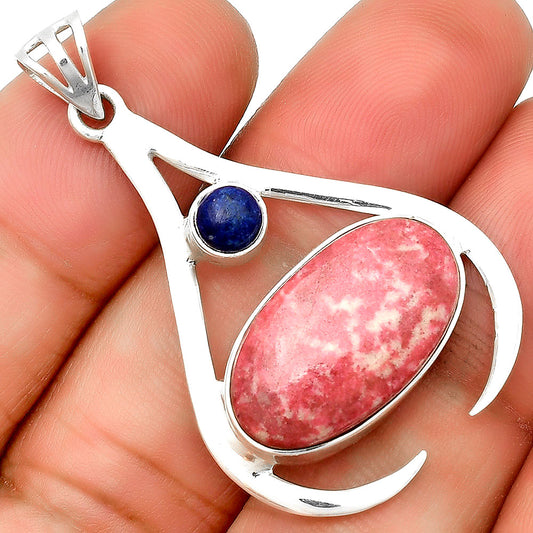 Pink Thulite - Norway & Lapis Lazuli Pendant P-1057 SDP134012