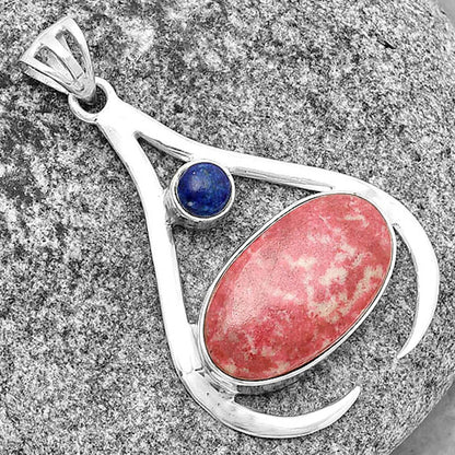 Pink Thulite - Norway & Lapis Lazuli Pendant P-1057 SDP134012