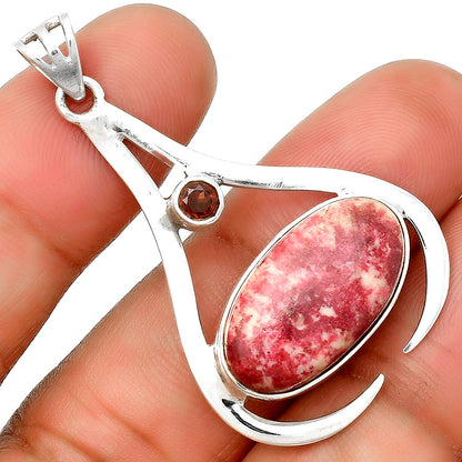 Natural Pink Thulite Norway & Garnet Pendant P-1057 SDP134024