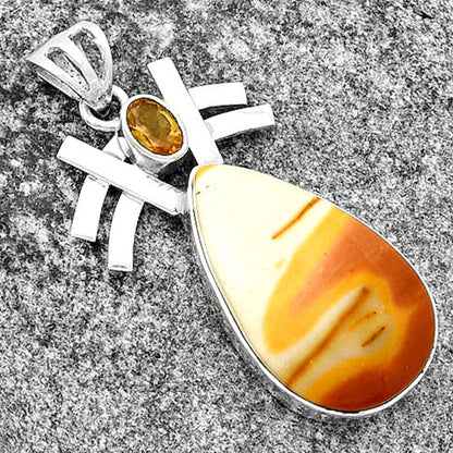 Natural Red Mookaite & Citrine Pendant P-1046 SDP134025