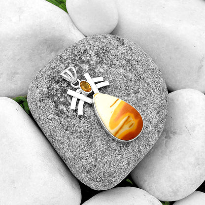 Natural Red Mookaite & Citrine Pendant P-1046 SDP134025
