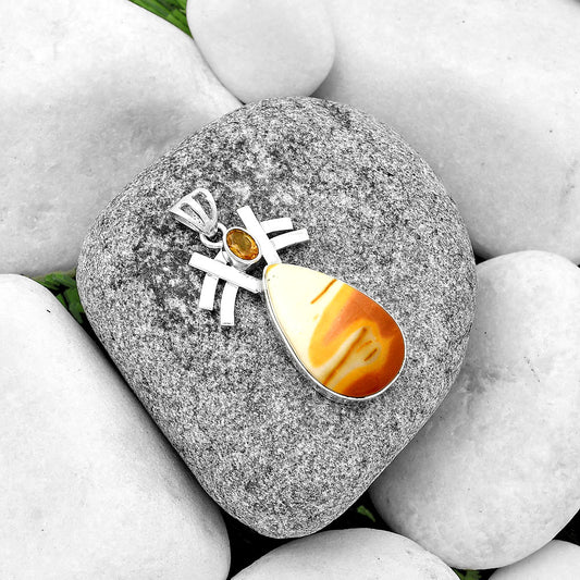 Natural Red Mookaite & Citrine Pendant P-1046 SDP134025