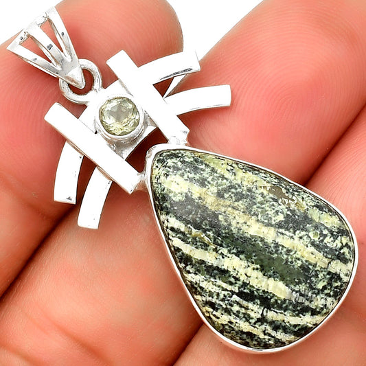 Chrysotile & Prasiolite (Green Amethyst) Pendant P-1046 SDP134031