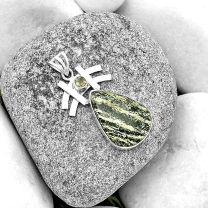 Chrysotile & Prasiolite (Green Amethyst) Pendant P-1046 SDP134031