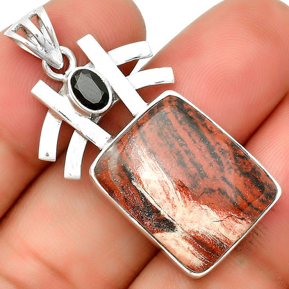 Natural Snake Skin Jasper & Black Onyx Pendant P-1046 SDP134035