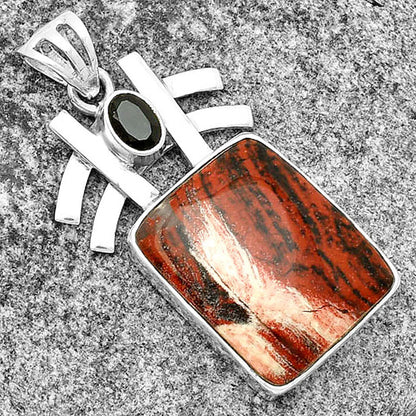Natural Snake Skin Jasper & Black Onyx Pendant P-1046 SDP134035