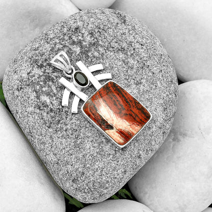 Natural Snake Skin Jasper & Black Onyx Pendant P-1046 SDP134035