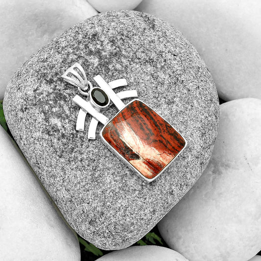 Natural Snake Skin Jasper & Black Onyx Pendant P-1046 SDP134035