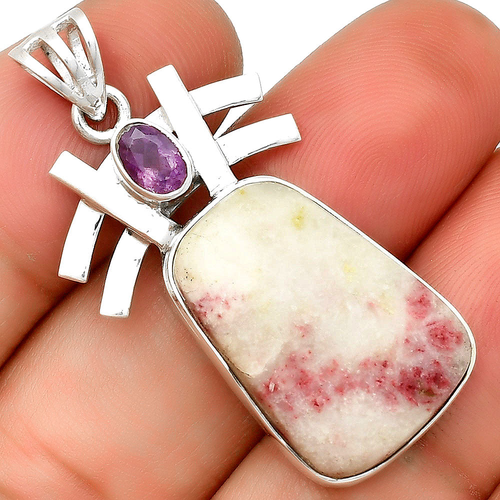 Natural Cinnabar & Amethyst Pendant P-1046 SDP134039