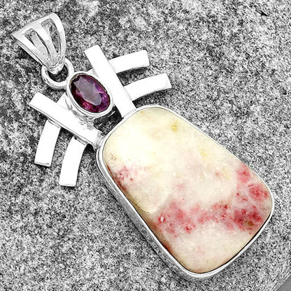 Natural Cinnabar & Amethyst Pendant P-1046 SDP134039