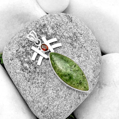 Natural Serpentine & Garnet Pendant P-1046 SDP134044