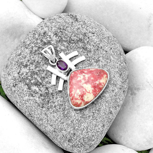 Pink Thulite - Norway & Amethyst Pendant P-1046 SDP134052