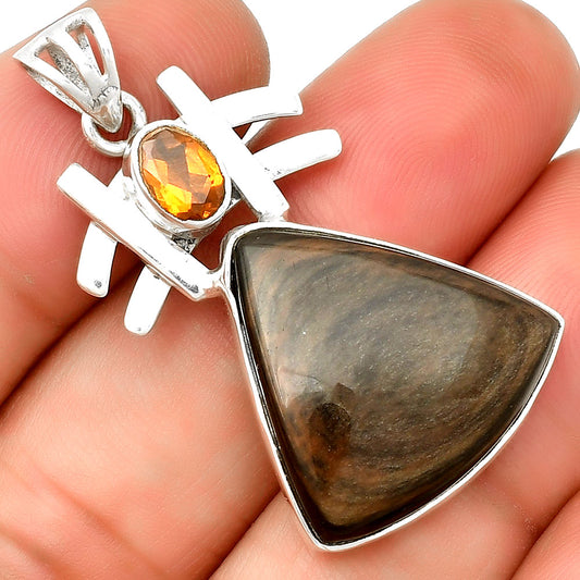 Hypersthene & Padparadscha Sapphire Pendant P-1046 SDP134054