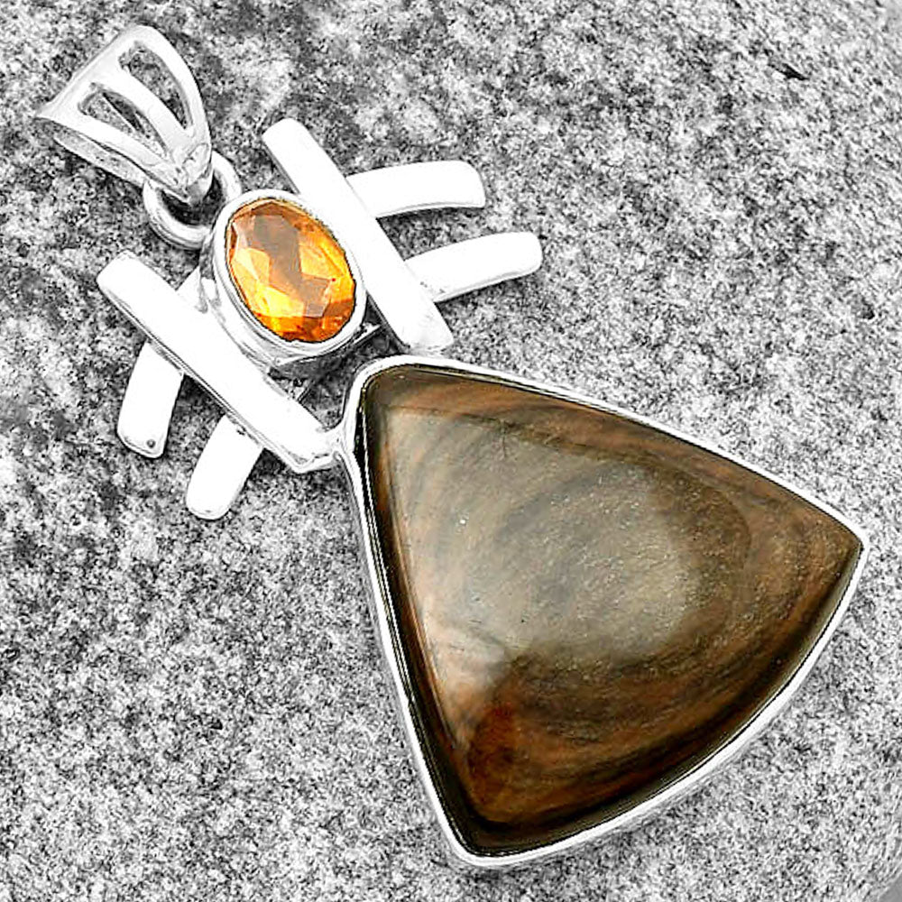 Hypersthene & Padparadscha Sapphire Pendant P-1046 SDP134054