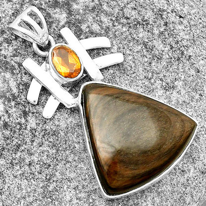 Hypersthene & Padparadscha Sapphire Pendant P-1046 SDP134054