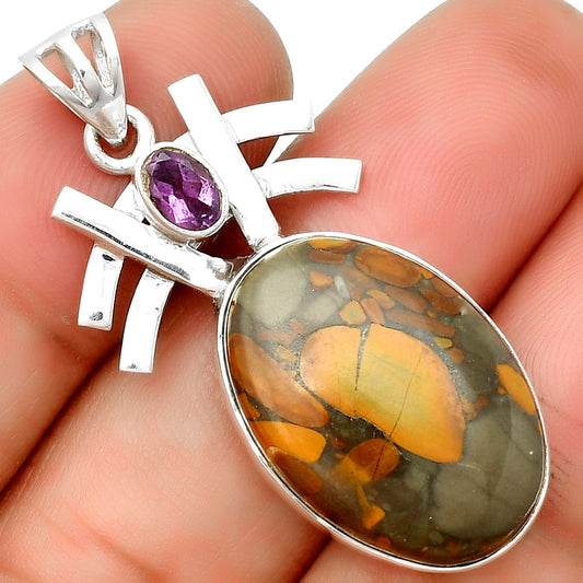 Natural Fruit Jasper & Amethyst Pendant P-1046 SDP134056