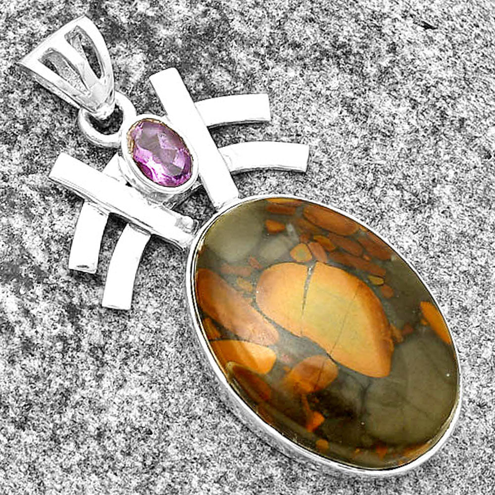 Natural Fruit Jasper & Amethyst Pendant P-1046 SDP134056