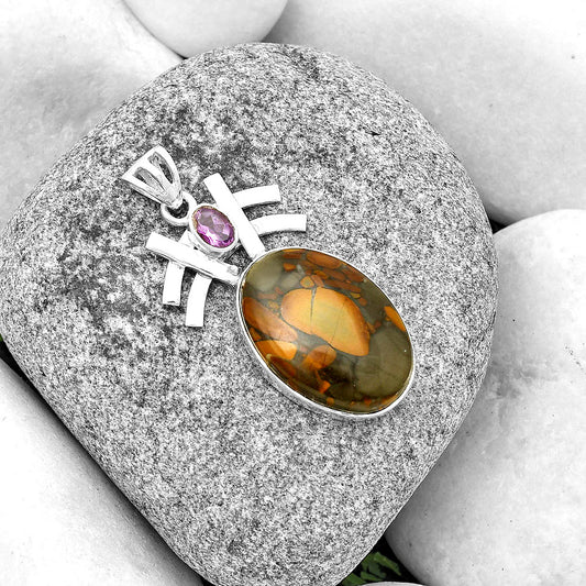 Natural Fruit Jasper & Amethyst Pendant P-1046 SDP134056