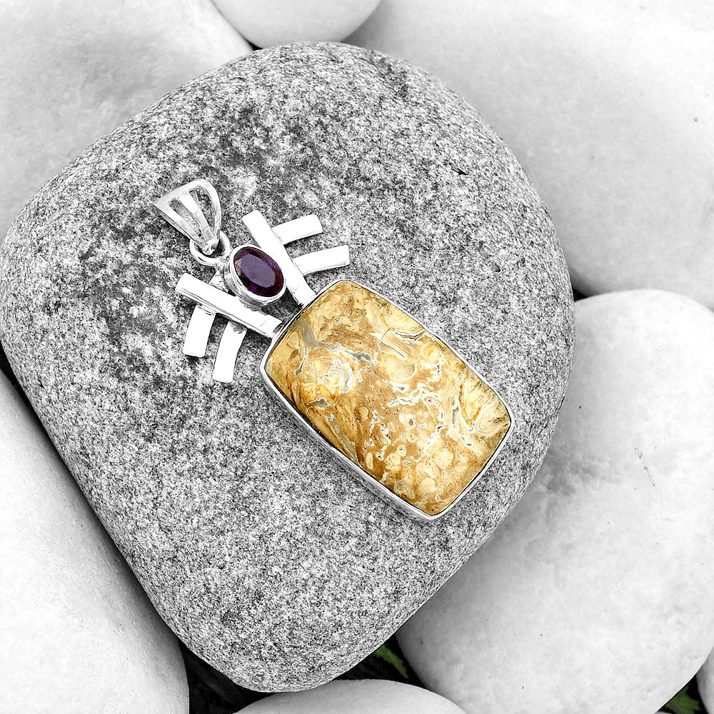 Natural Rock Calcy & Amethyst Pendant P-1046 SDP134057