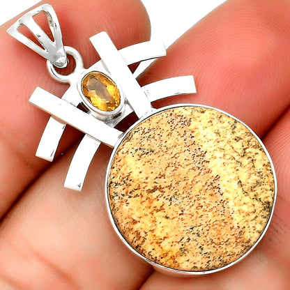 Natural Picture Jasper & Citrine Pendant P-1046 SDP134061