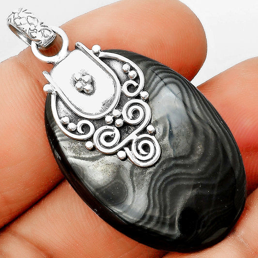 Crown Of Silver Psilomelane - Black Malachite Pendant P-1313 SDP134454