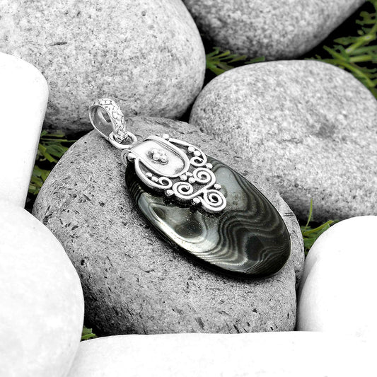 Crown Of Silver Psilomelane - Black Malachite Pendant P-1313 SDP134454