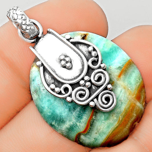 Natural Green Lace Agate Pendant P-1313 SDP134465