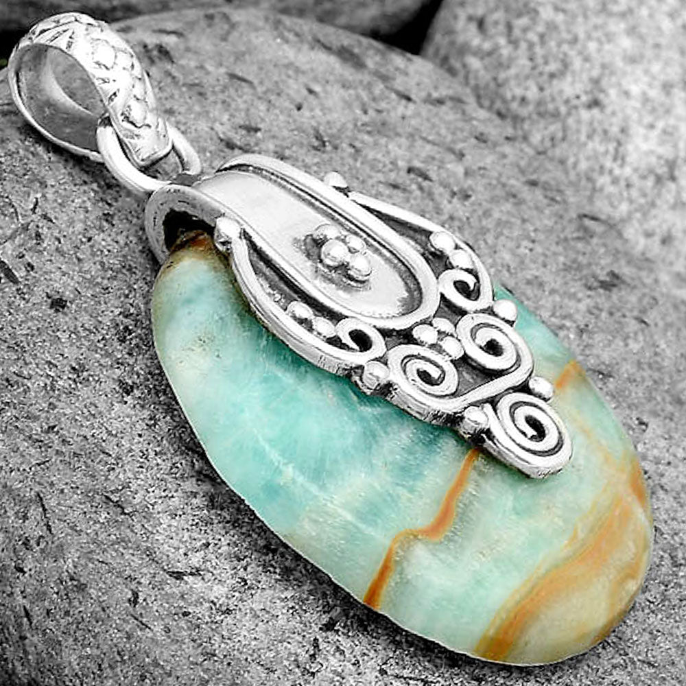 Natural Green Lace Agate Pendant P-1313 SDP134465
