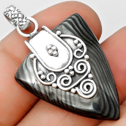 Crown Of Silver Psilomelane - Black Malachite Pendant P-1313 SDP134467