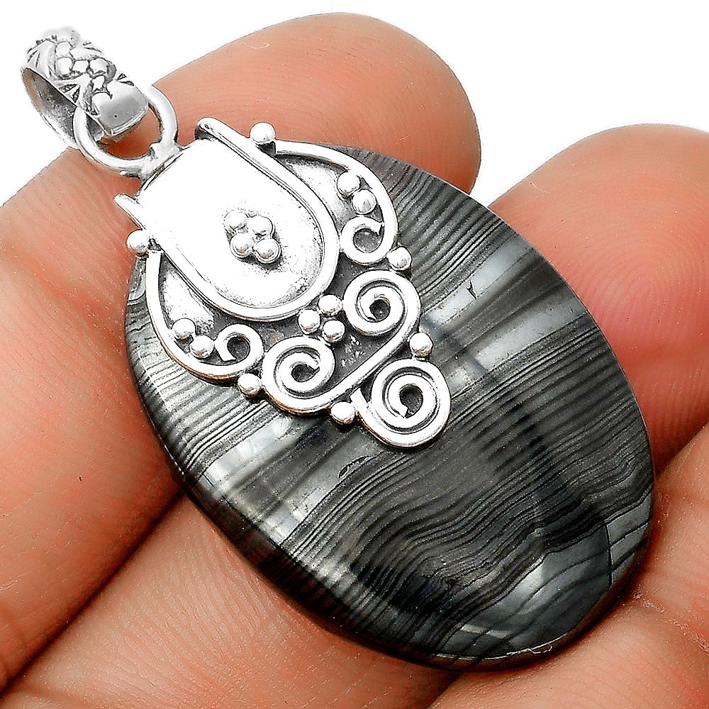 Crown Of Silver Psilomelane - Black Malachite Pendant P-1313 SDP134473