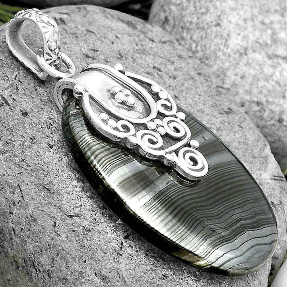 Crown Of Silver Psilomelane - Black Malachite Pendant P-1313 SDP134473