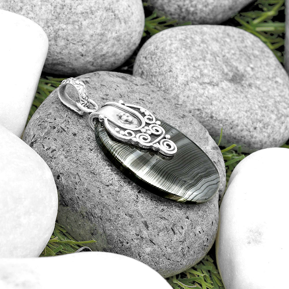 Crown Of Silver Psilomelane - Black Malachite Pendant P-1313 SDP134473