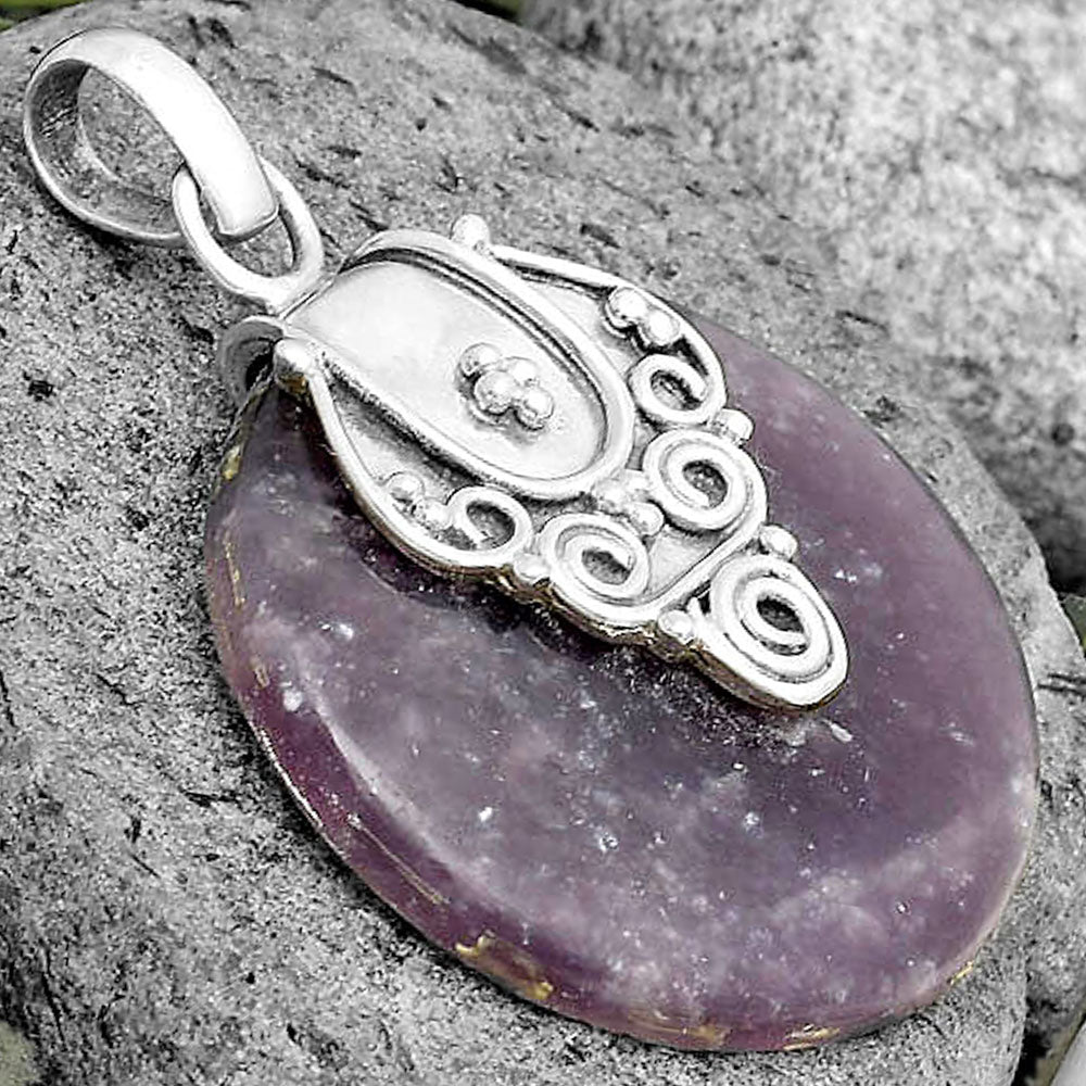 Natural Purple Lepidolite Pendant P-1313 SDP134479