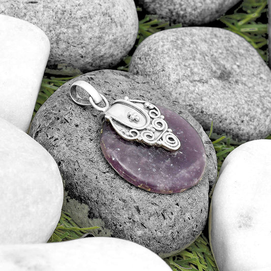 Natural Purple Lepidolite Pendant P-1313 SDP134479